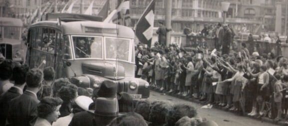 Défilé du Lausanne-Sport vainqueur de la Coupe & Championnat en 1944