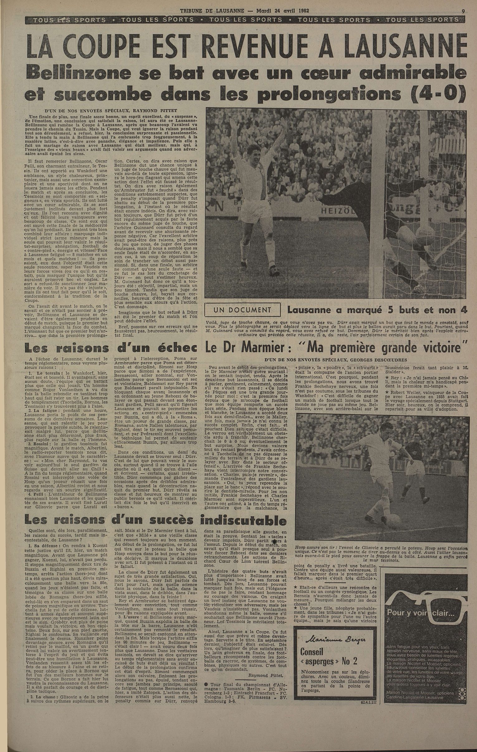 LS vainqueur de la Coupe de Suisse (p.9) 9